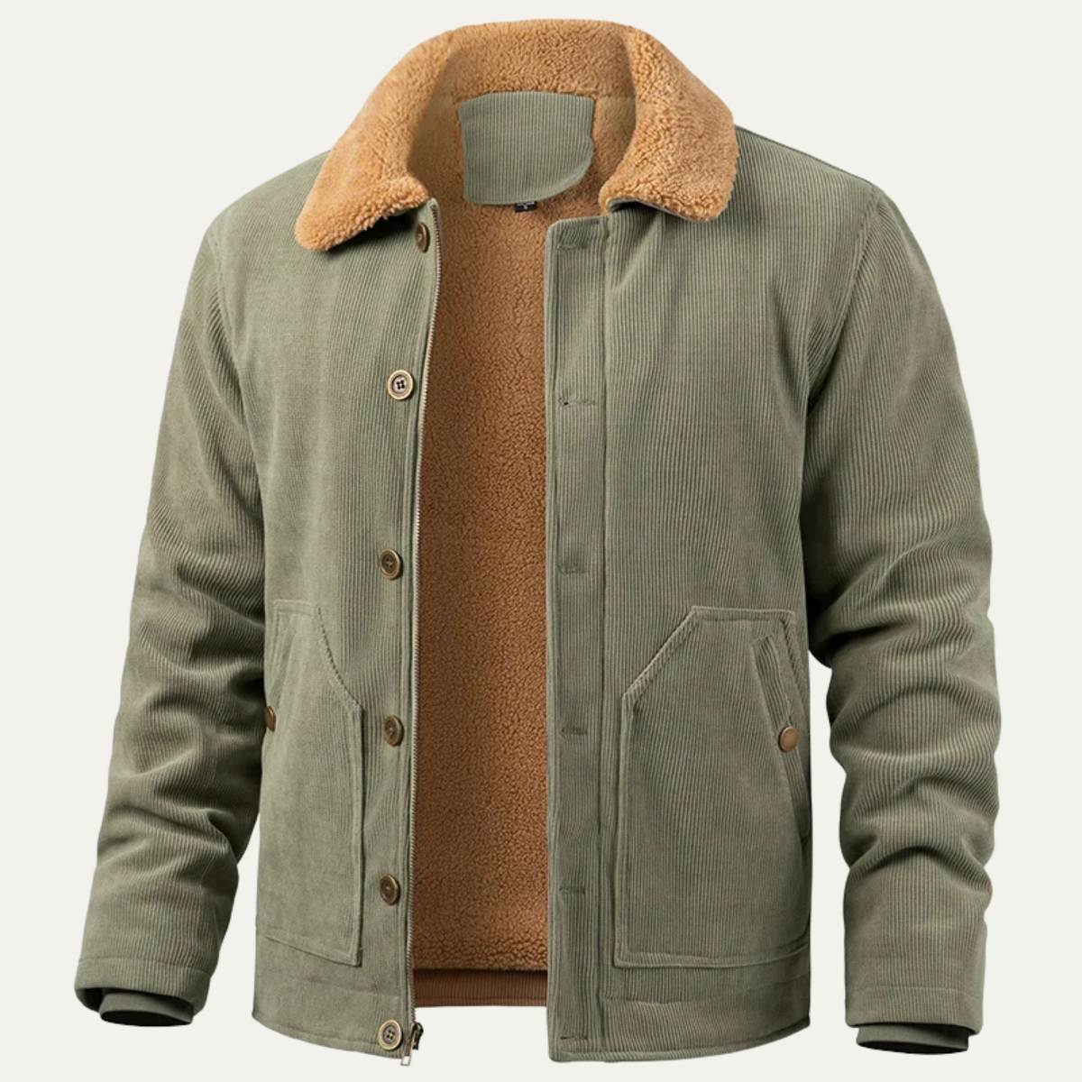 Elarova | Herren-Cordjacket mit Kragen aus Kunstfell