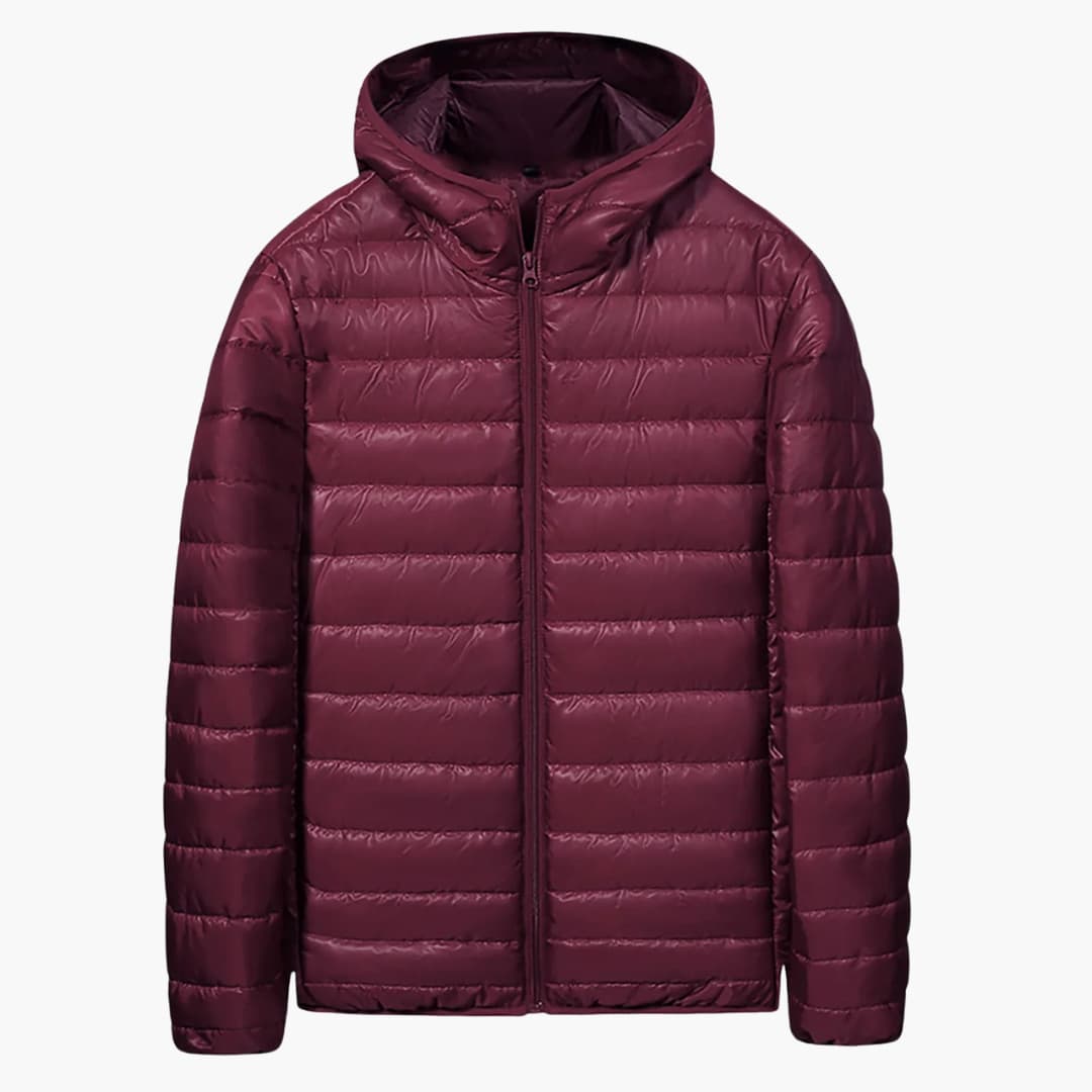 Elarova | Herren Daunenjacke mit Steppung Kapuze und Frontreißverschluss