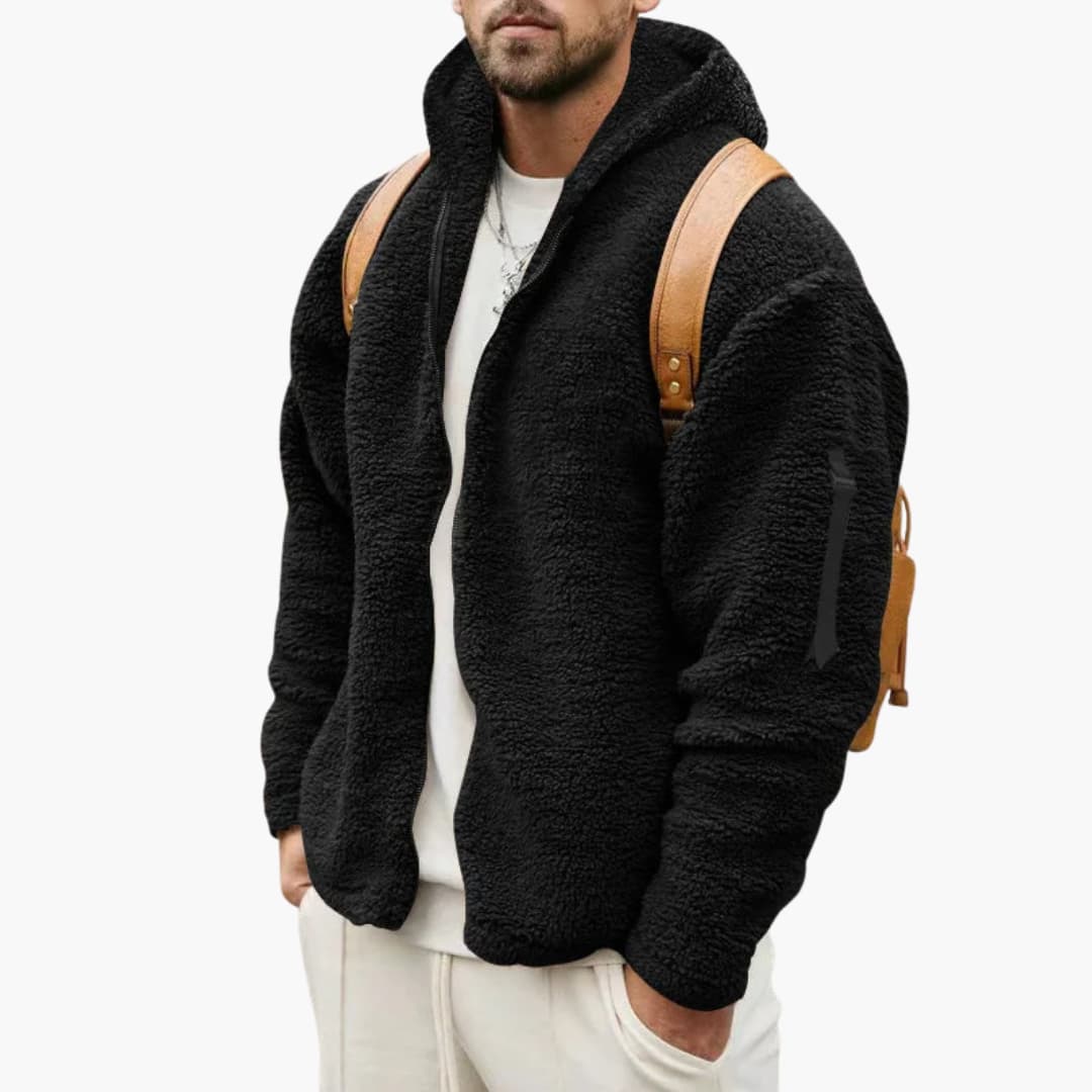 Elarova | Herren Fleecejacke mit Kapuze und Reißverschluss