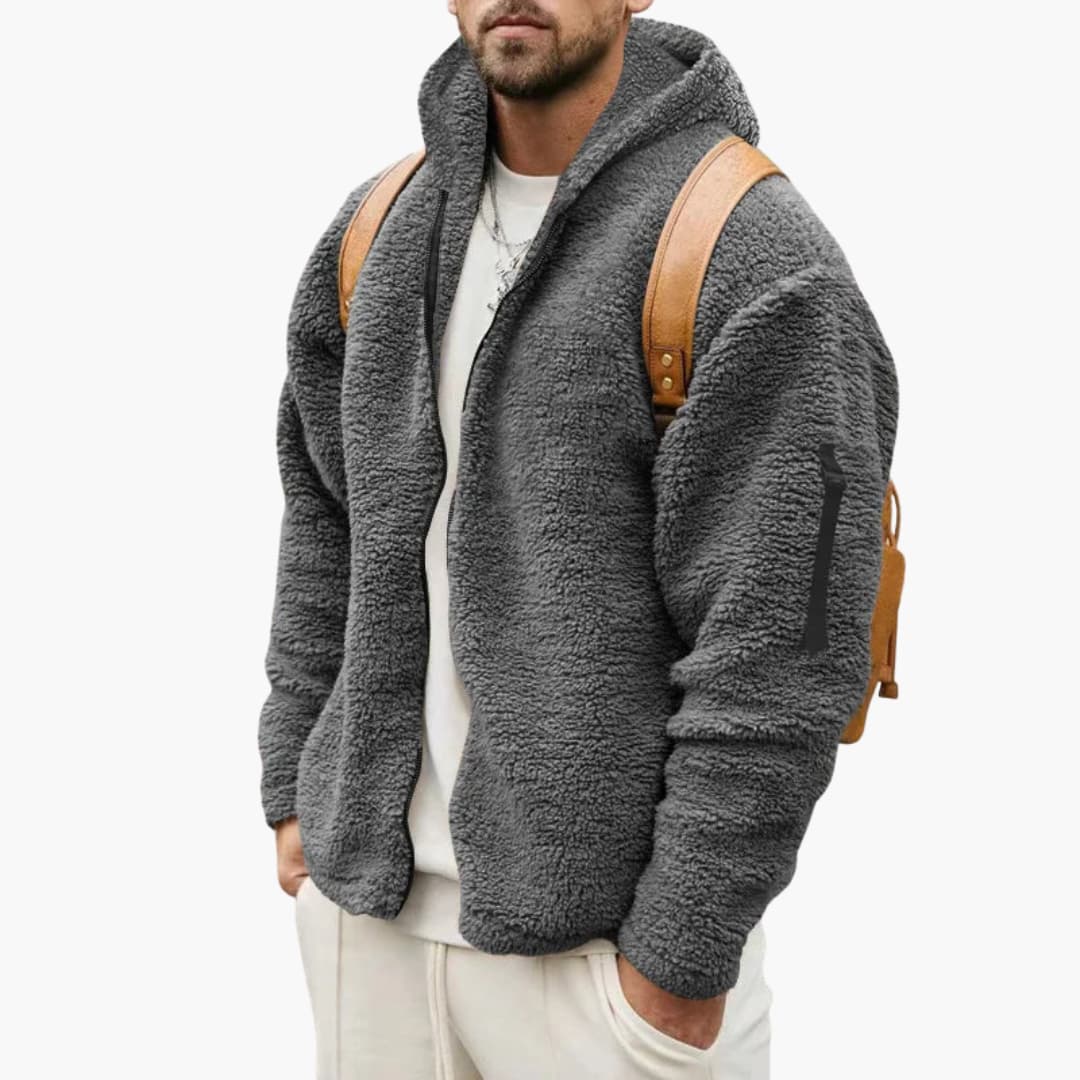 Elarova | Herren Fleecejacke mit Kapuze und Reißverschluss