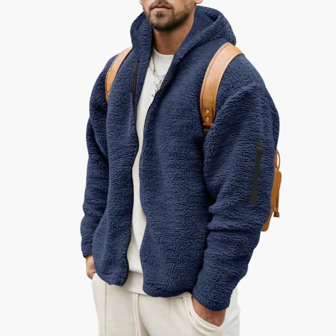 Elarova | Herren Fleecejacke mit Kapuze und Reißverschluss