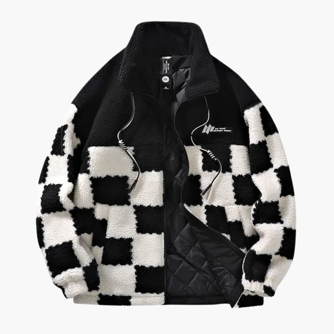 Elarova | Herren-Fleecejacke mit Schachbrettmuster