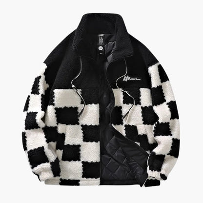 Elarova | Herren-Fleecejacke mit Schachbrettmuster