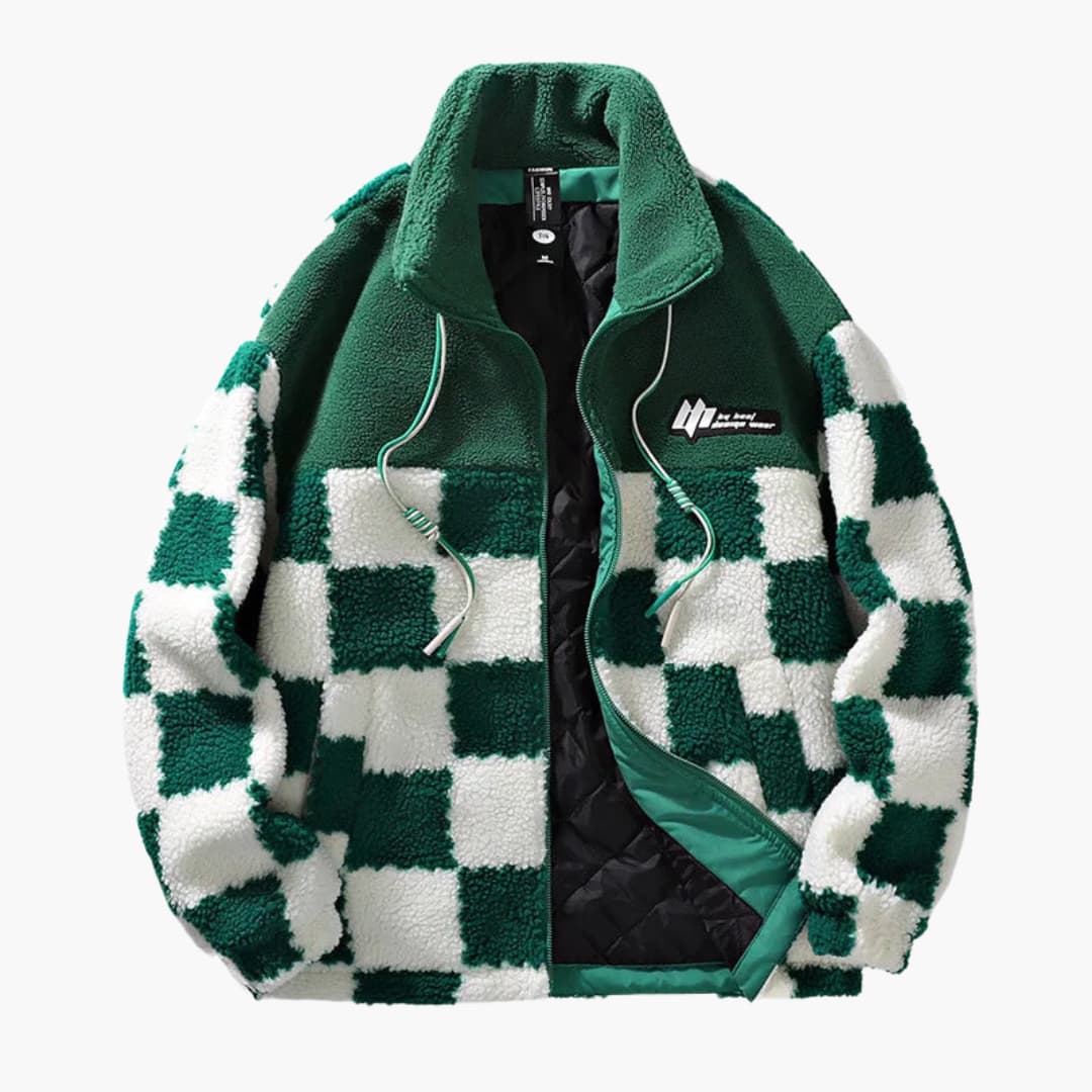 Elarova | Herren-Fleecejacke mit Schachbrettmuster