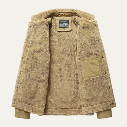 Elarova | Herren-Freizeitjacke mit Sherpa-Futter, Druckknöpfen und Taschen