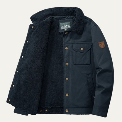 Elarova | Herren-Freizeitjacke mit Sherpa-Futter, Druckknöpfen und Taschen