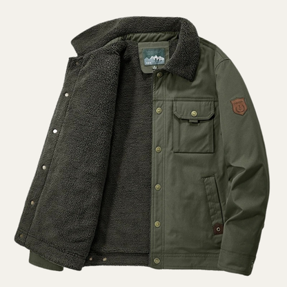 Elarova | Herren-Freizeitjacke mit Sherpa-Futter, Druckknöpfen und Taschen