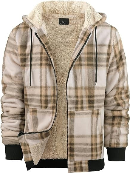 Elarova | Herren-Kapuzenjacke Billy: Kariert, mit Reißverschluss und warmer Baumwollfüllung