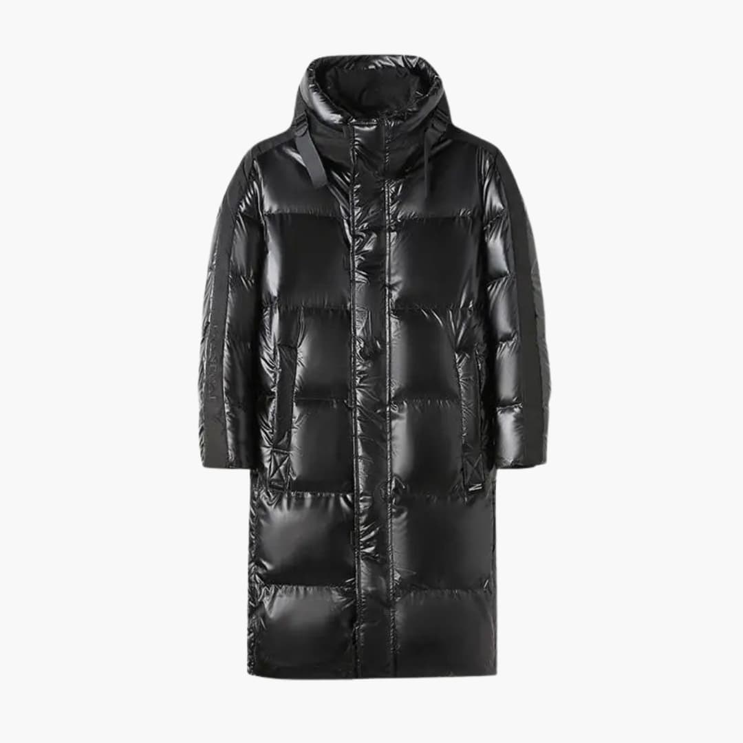 Elarova | Herren Lang Daunenjacke mit Reißverschluss und Kapuze