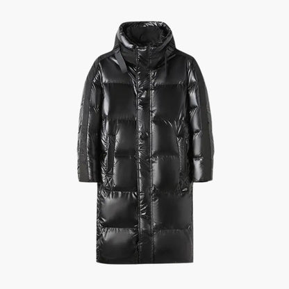 Elarova | Herren Lang Daunenjacke mit Reißverschluss und Kapuze