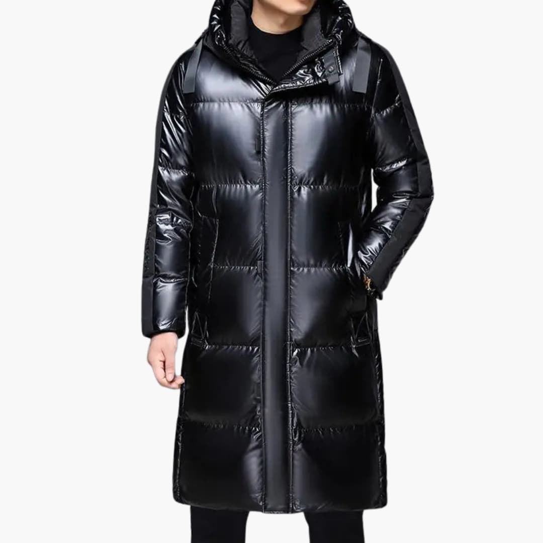 Elarova | Herren Lang Daunenjacke mit Reißverschluss und Kapuze