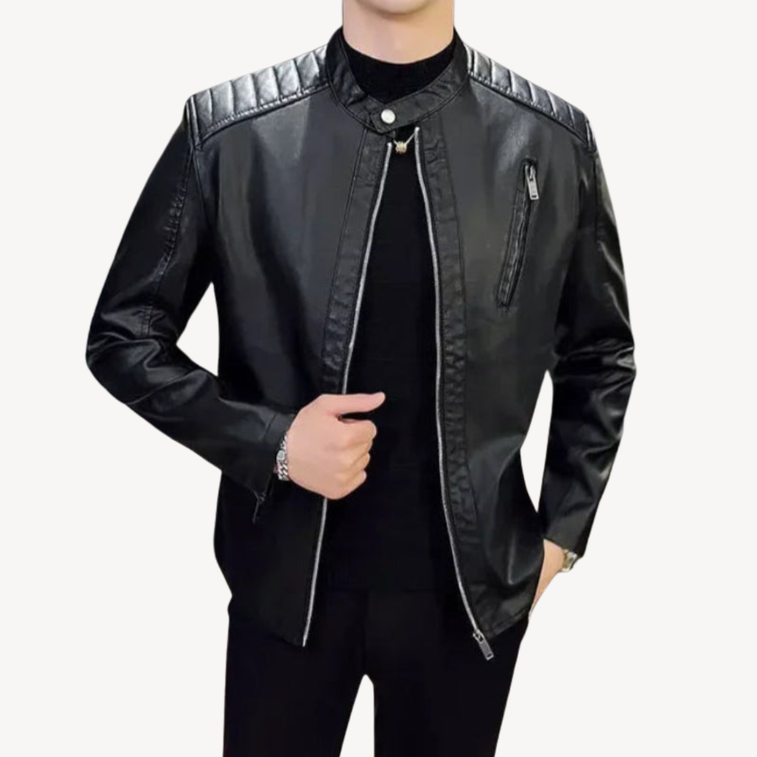 Elarova | Herren Leder Bikerjacke Lässig Reißverschluss