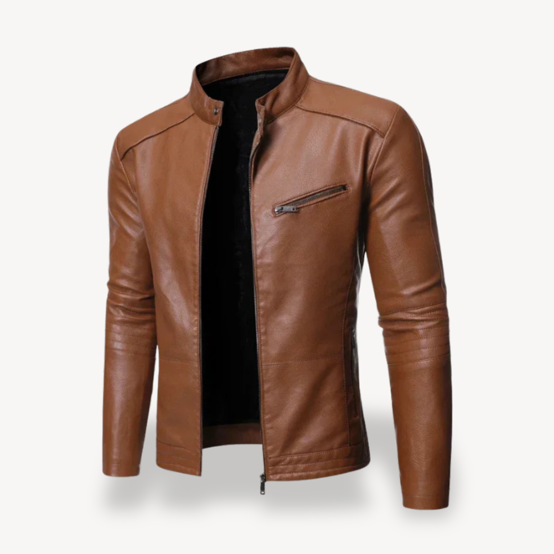 Elarova | Herren Leder Bikerjacke Lässig Reißverschluss