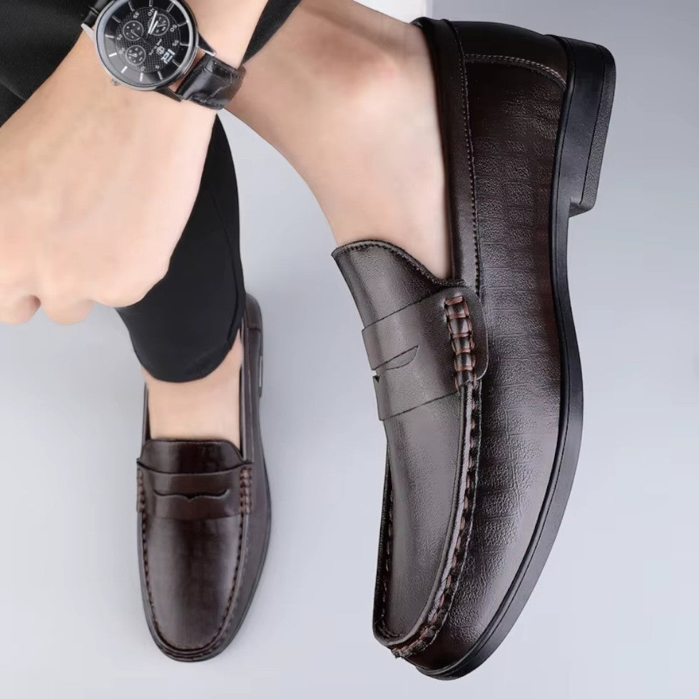 Elarova | Herren Leder Loafer Slip-On Freizeitschuhe
