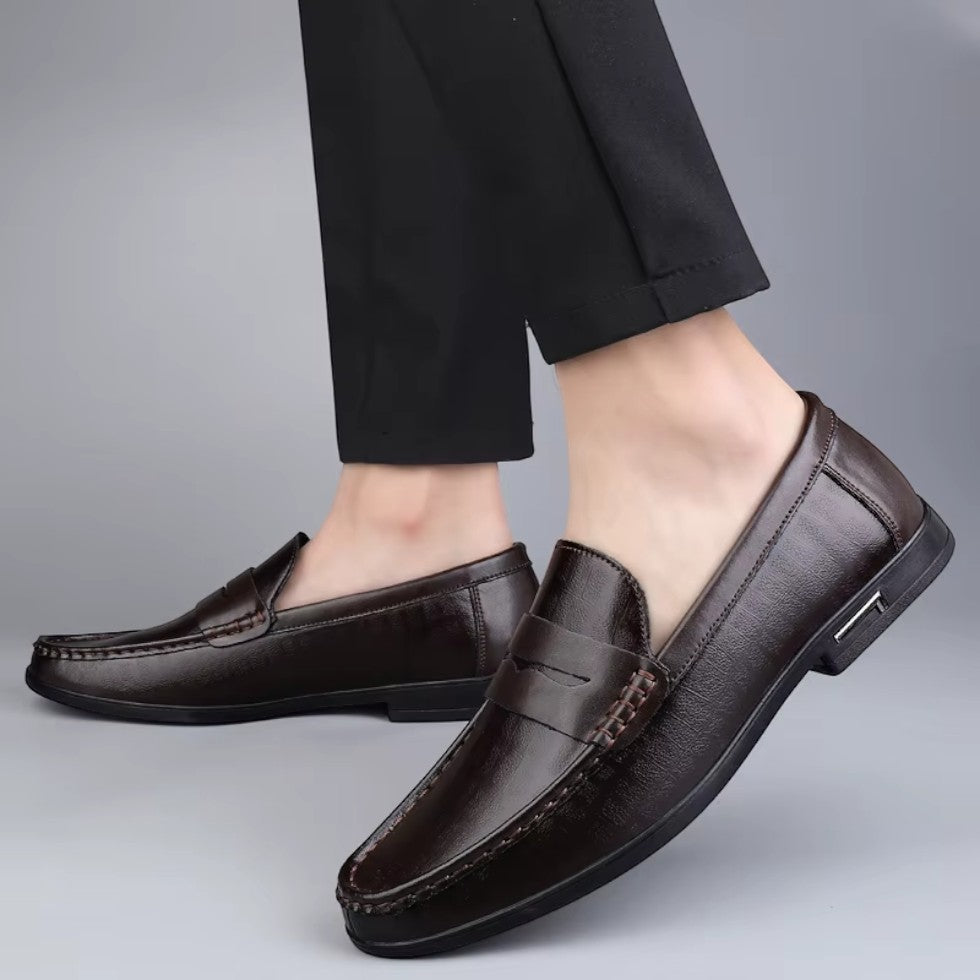 Elarova | Herren Leder Loafer Slip-On Freizeitschuhe