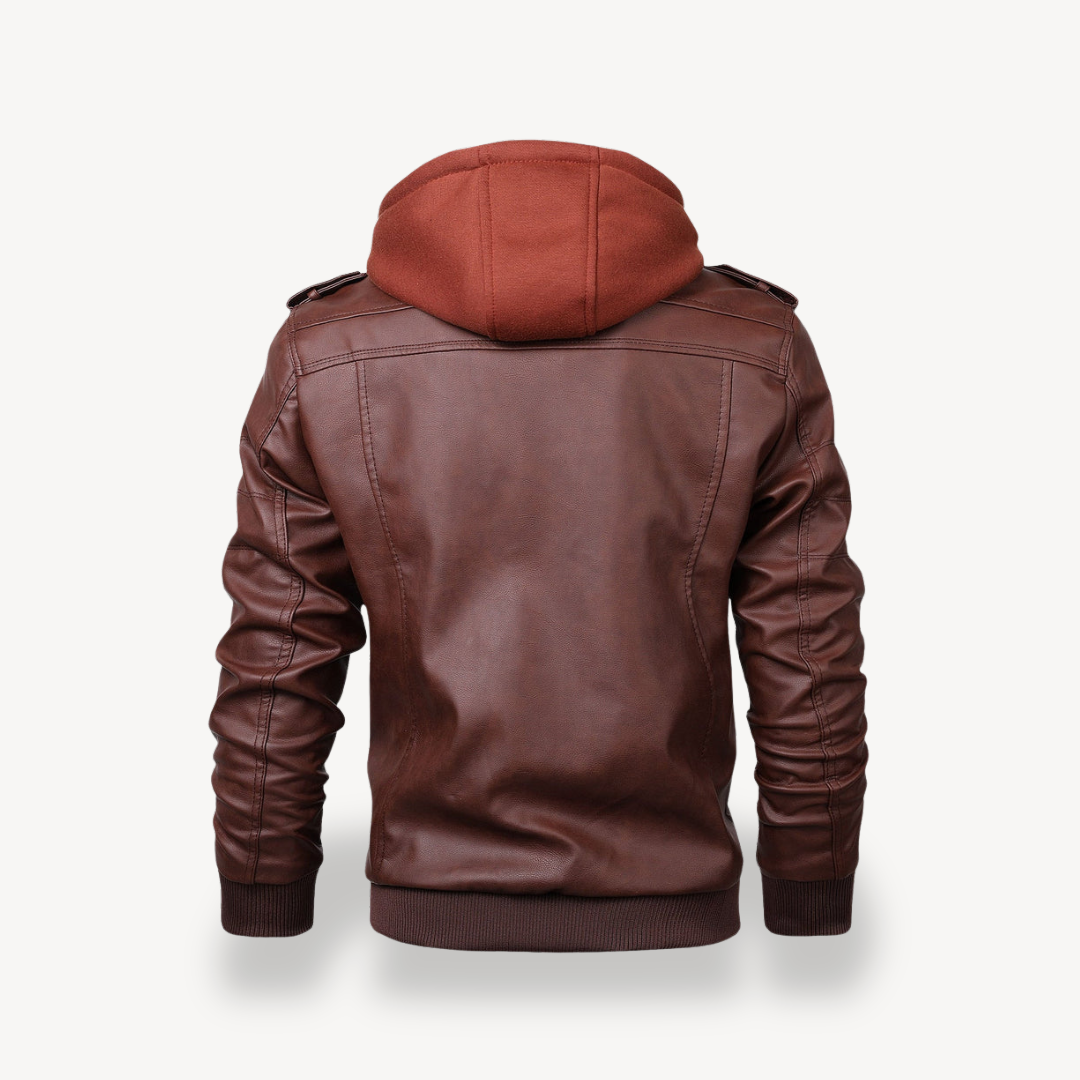 Elarova | Herren Lederjacke mit Kapuze
