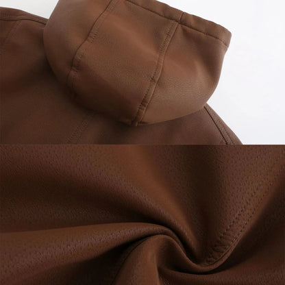 Elarova | Herren-Lederjacke mit Kapuze