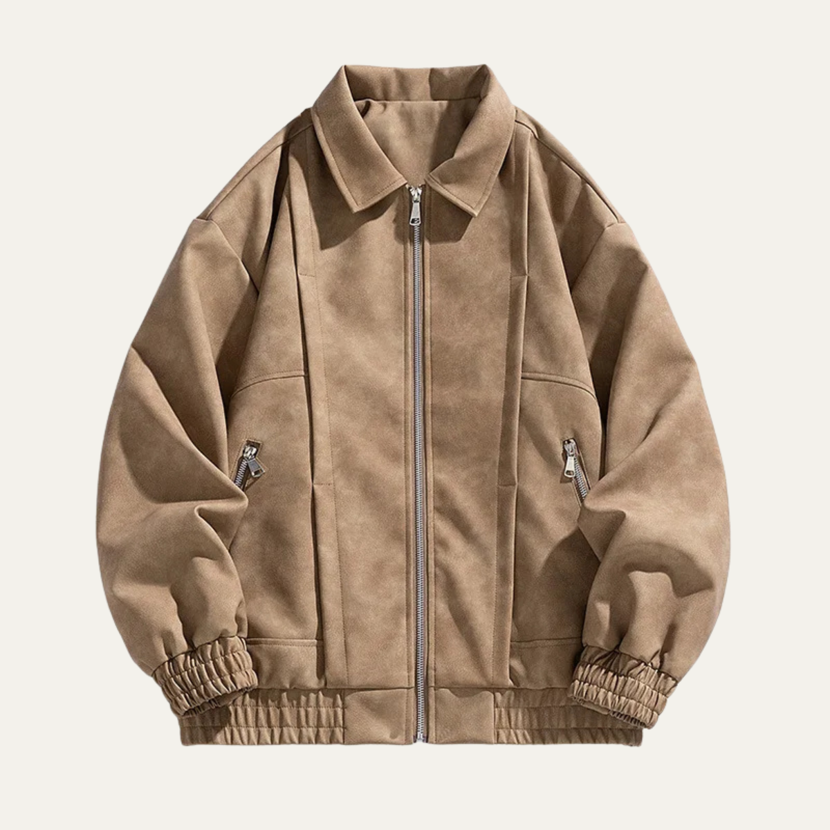 Elarova | Herren Leichtgewichtiger Wildleder Bomberjacke mit Reißverschluss