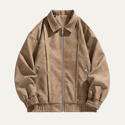 Elarova | Herren Leichtgewichtiger Wildleder Bomberjacke mit Reißverschluss