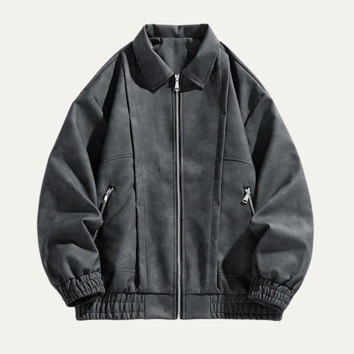 Elarova | Herren Leichtgewichtiger Wildleder Bomberjacke mit Reißverschluss