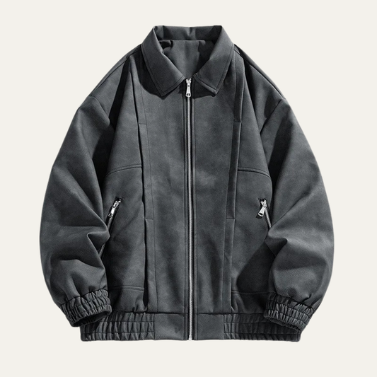 Elarova | Herren Leichtgewichtiger Wildleder Bomberjacke mit Reißverschluss