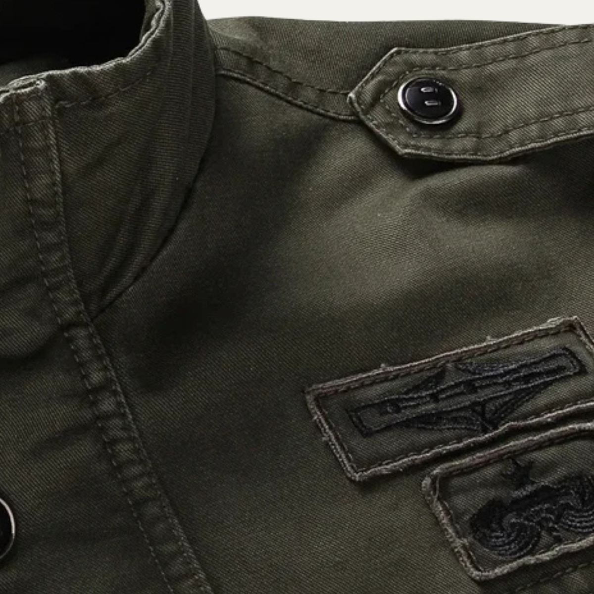 Elarova | Herren Militärjacke in Khaki mit Stehkragen und Taschen