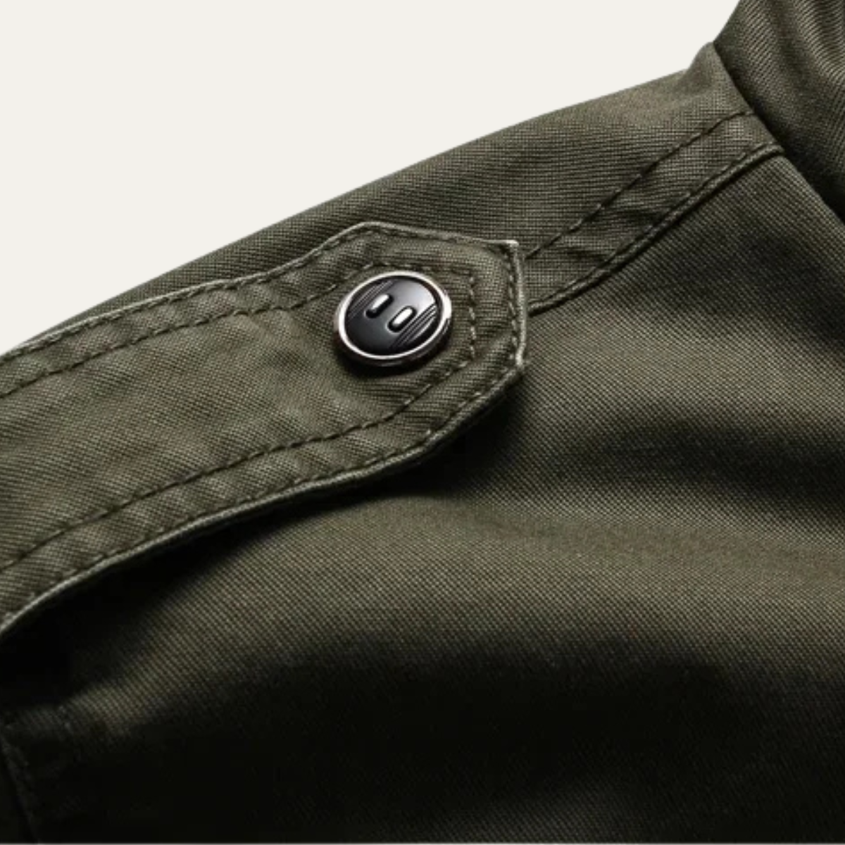 Elarova | Herren Militärjacke in Khaki mit Stehkragen und Taschen