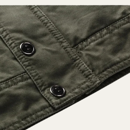 Elarova | Herren Militärjacke in Khaki mit Stehkragen und Taschen