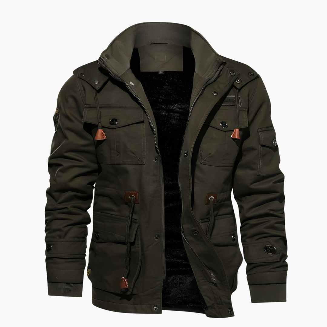 Elarova | Herren Militärjacke mit Kapuze und mehreren Taschen