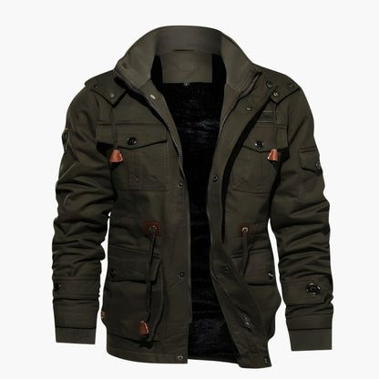 Elarova | Herren Militärjacke mit Kapuze und mehreren Taschen