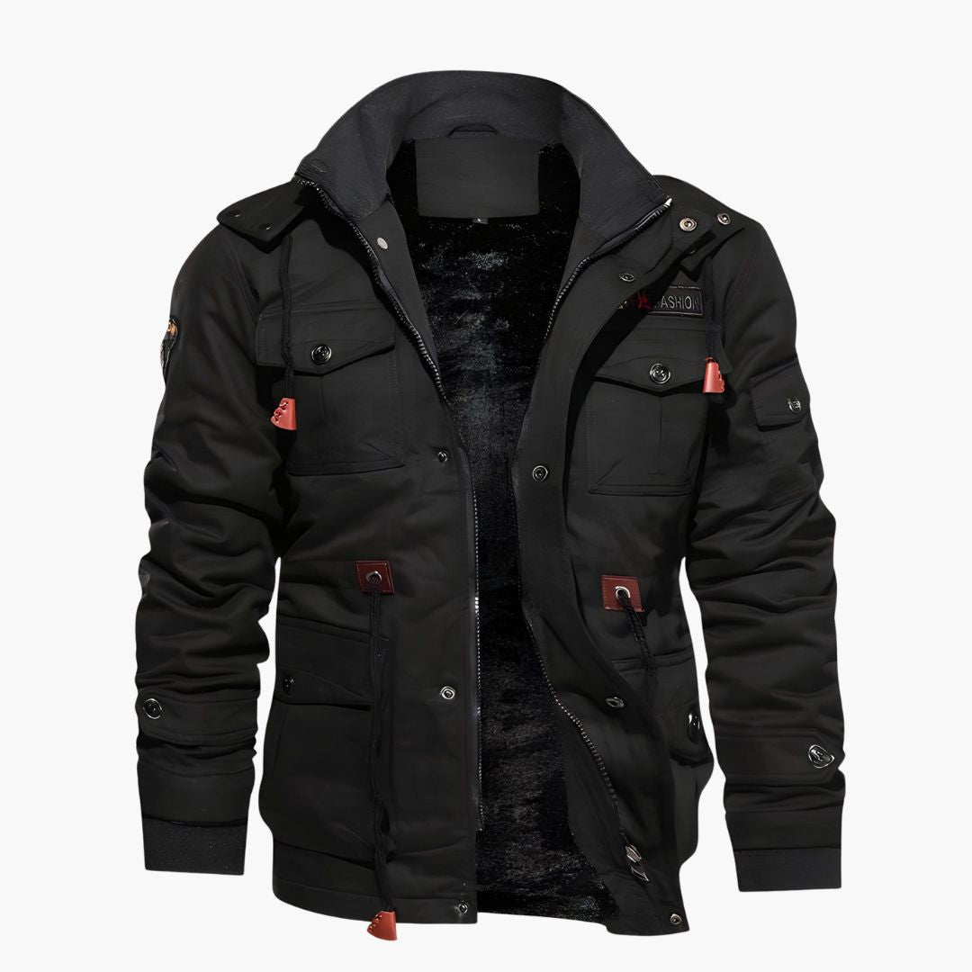 Elarova | Herren Militärjacke mit Kapuze und mehreren Taschen