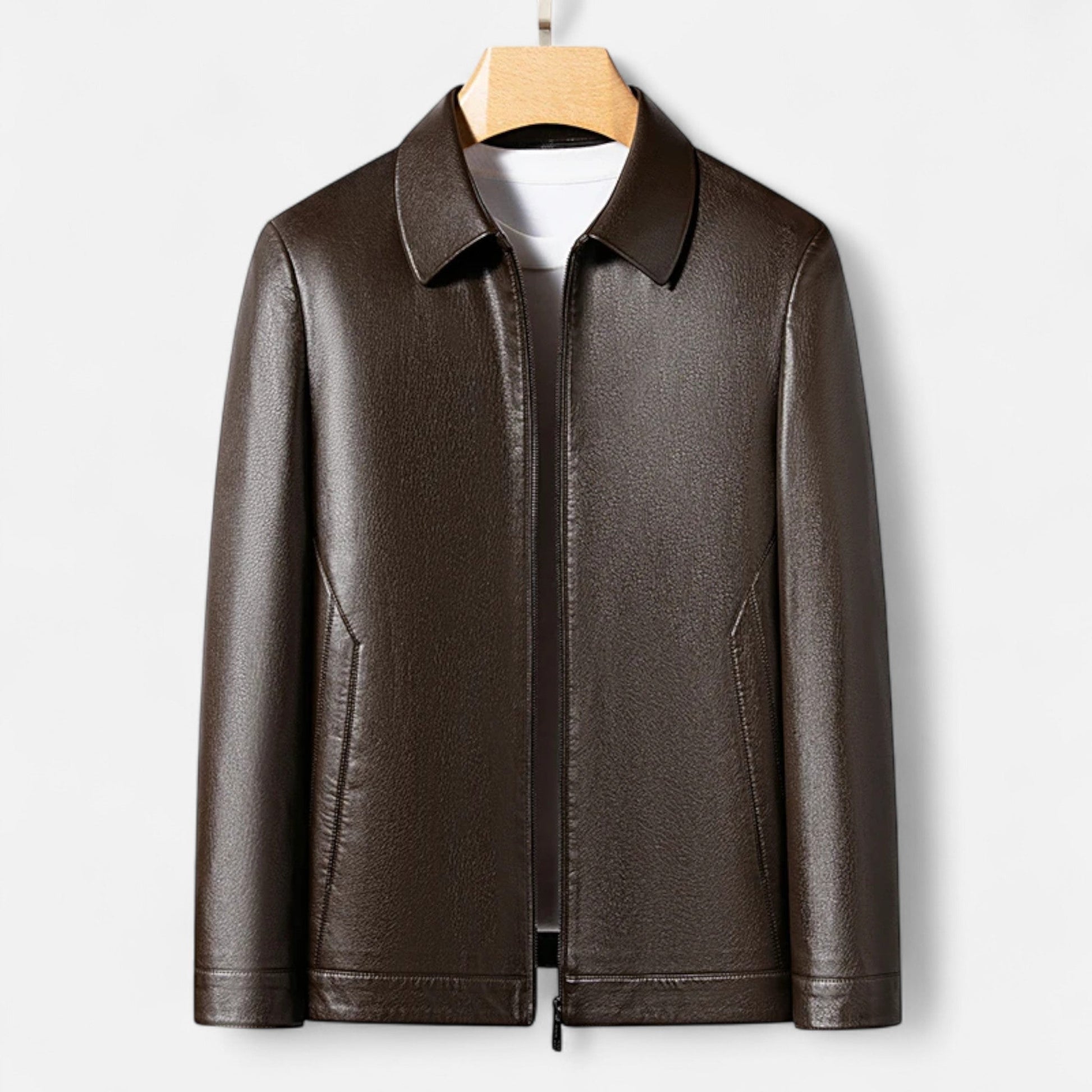 Elarova | Herren PU-Lederjacke – Stehkragen Herbstliche Eleganz