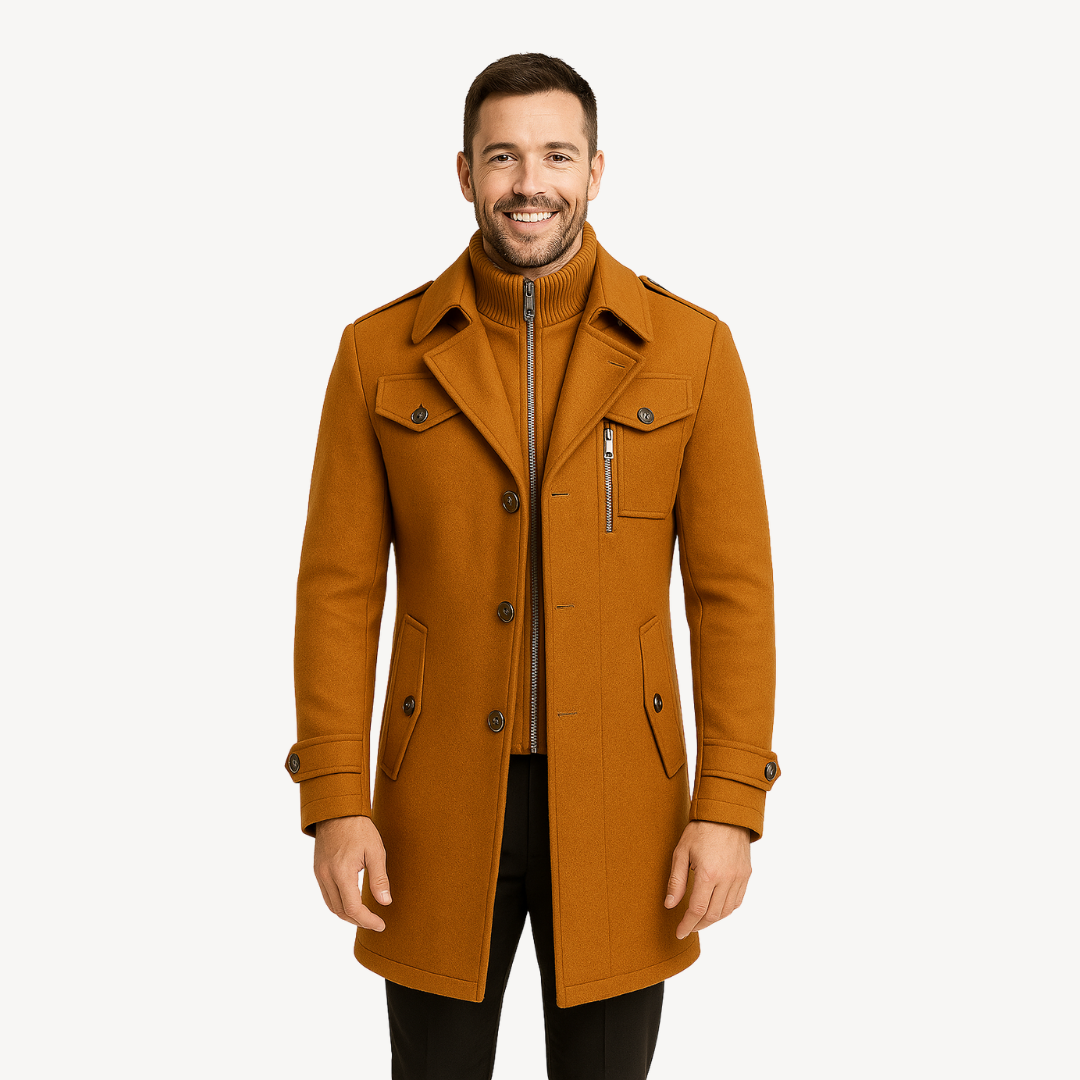 Elarova | Herren-Peacoat aus Wollmischung mit Innenlatz