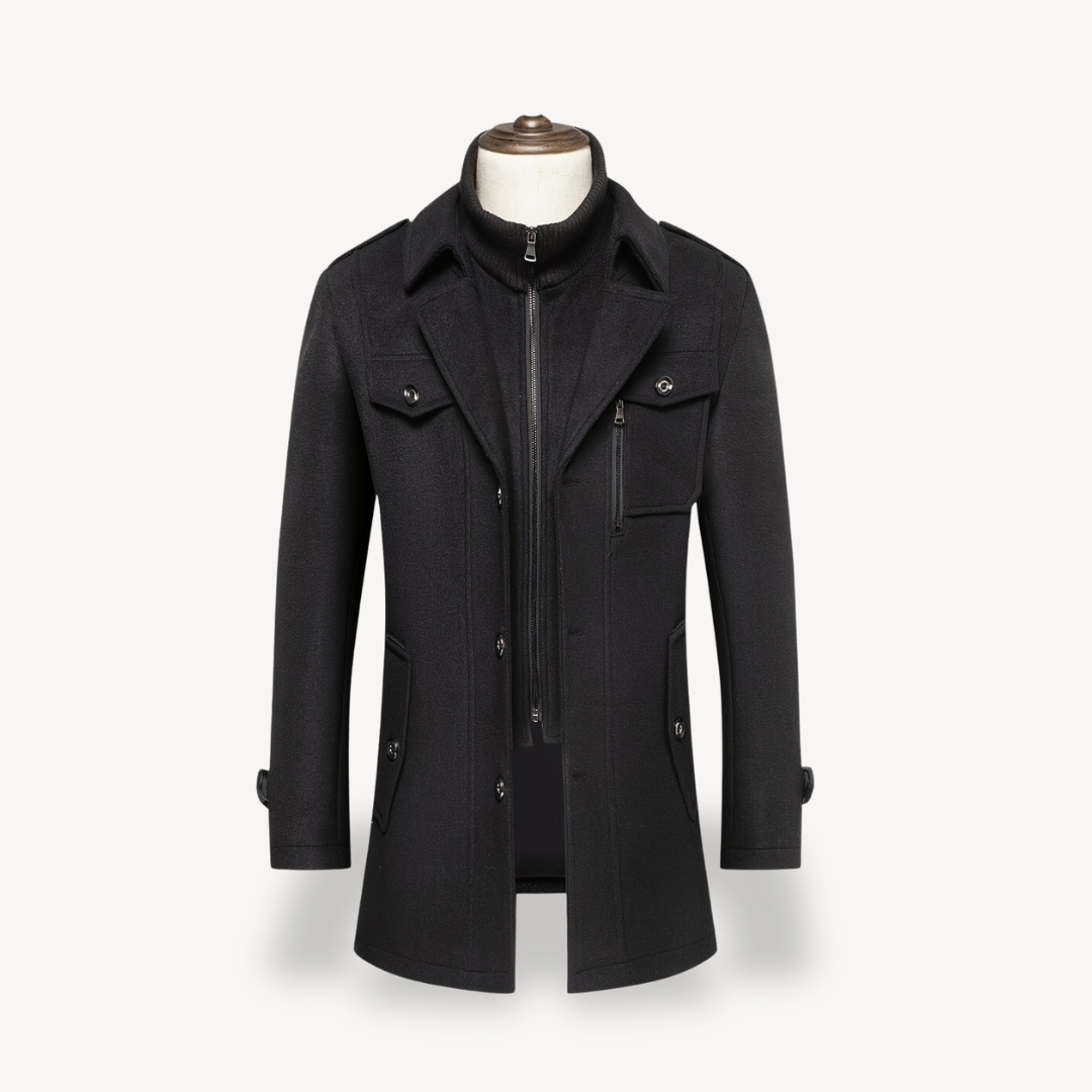 Elarova | Herren-Peacoat aus Wollmischung mit Innenlatz