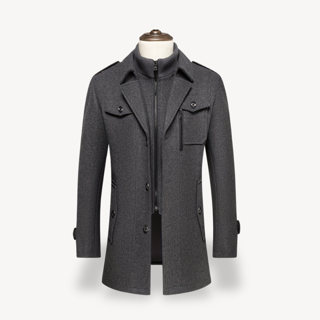 Elarova | Herren-Peacoat aus Wollmischung mit Innenlatz