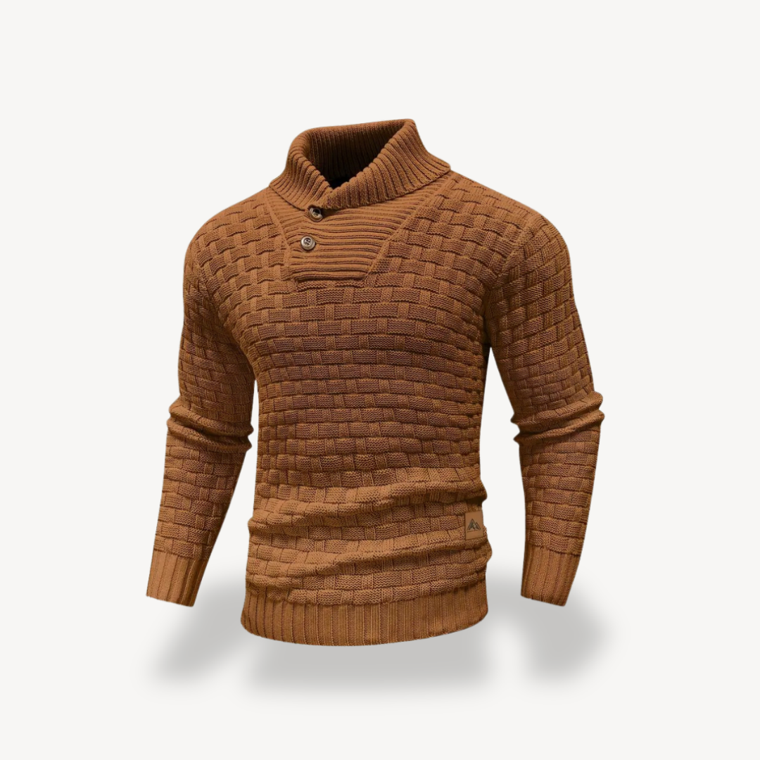 Elarova | Herren-Polopullover mit Waffelstrick