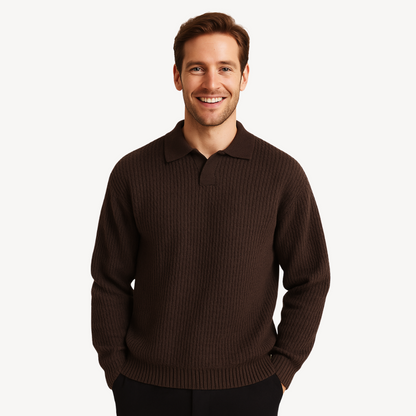 Elarova | Herren-Polopullover mit Waffelstrick