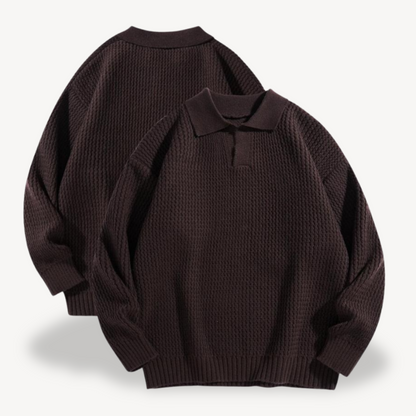 Elarova | Herren-Polopullover mit Waffelstrick