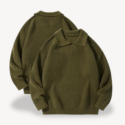 Elarova | Herren-Polopullover mit Waffelstrick