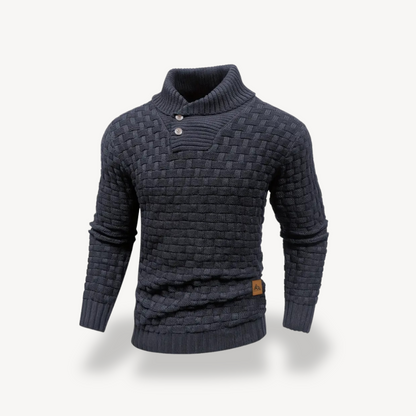 Elarova | Herren-Polopullover mit Waffelstrick
