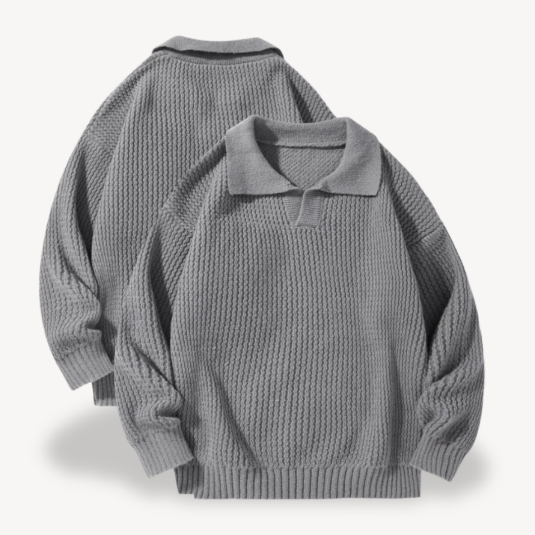 Elarova | Herren-Polopullover mit Waffelstrick