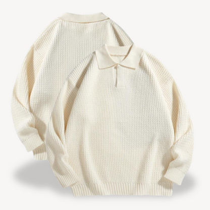 Elarova | Herren-Polopullover mit Waffelstrick