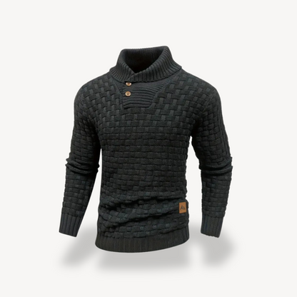 Elarova | Herren-Polopullover mit Waffelstrick