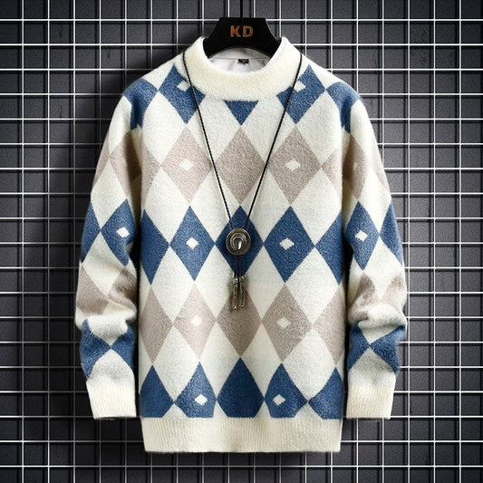 Elarova | Herren-Pullover mit Rautenmuster