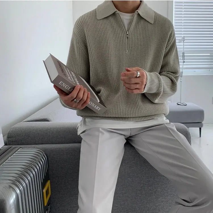 Elarova | Herren Pullover mit Viertelreißverschluss