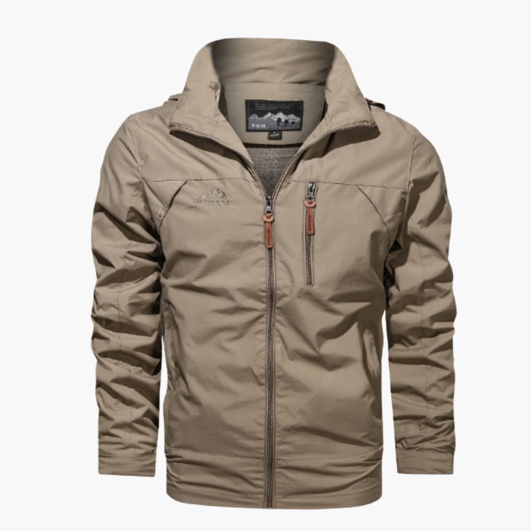 Elarova | Herren Regenjacke mit Kapuze und Reißverschlusstaschen