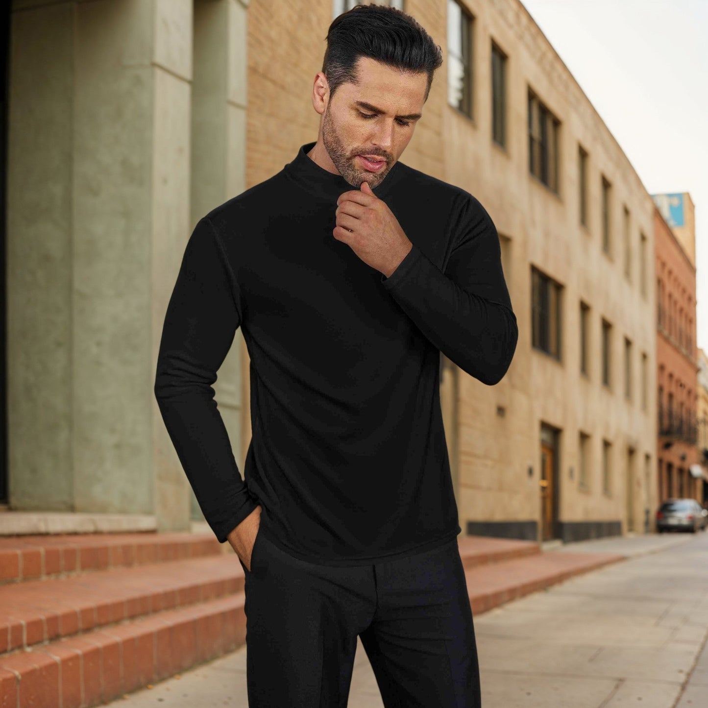Elarova | Herren Stehkragen Pullover aus weichem Baumwollmix