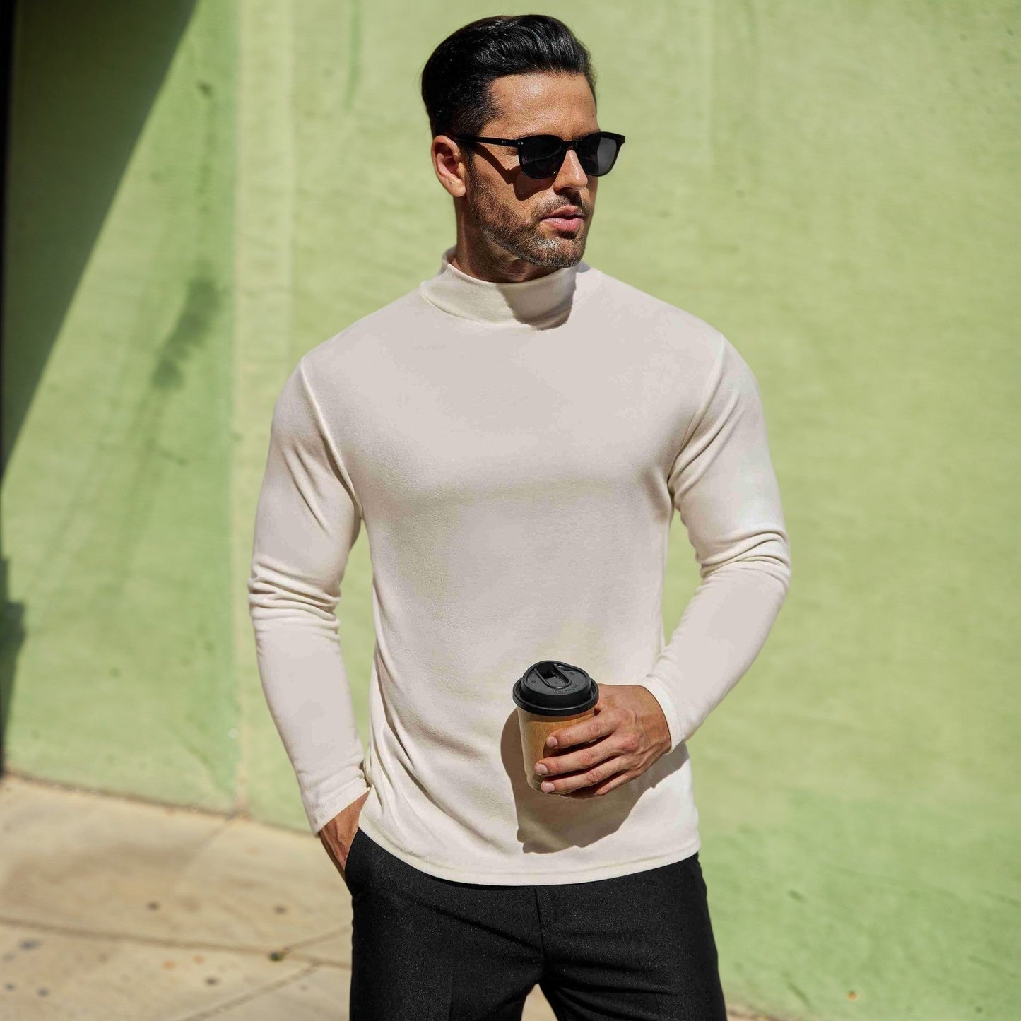 Elarova | Herren Stehkragen Pullover aus weichem Baumwollmix