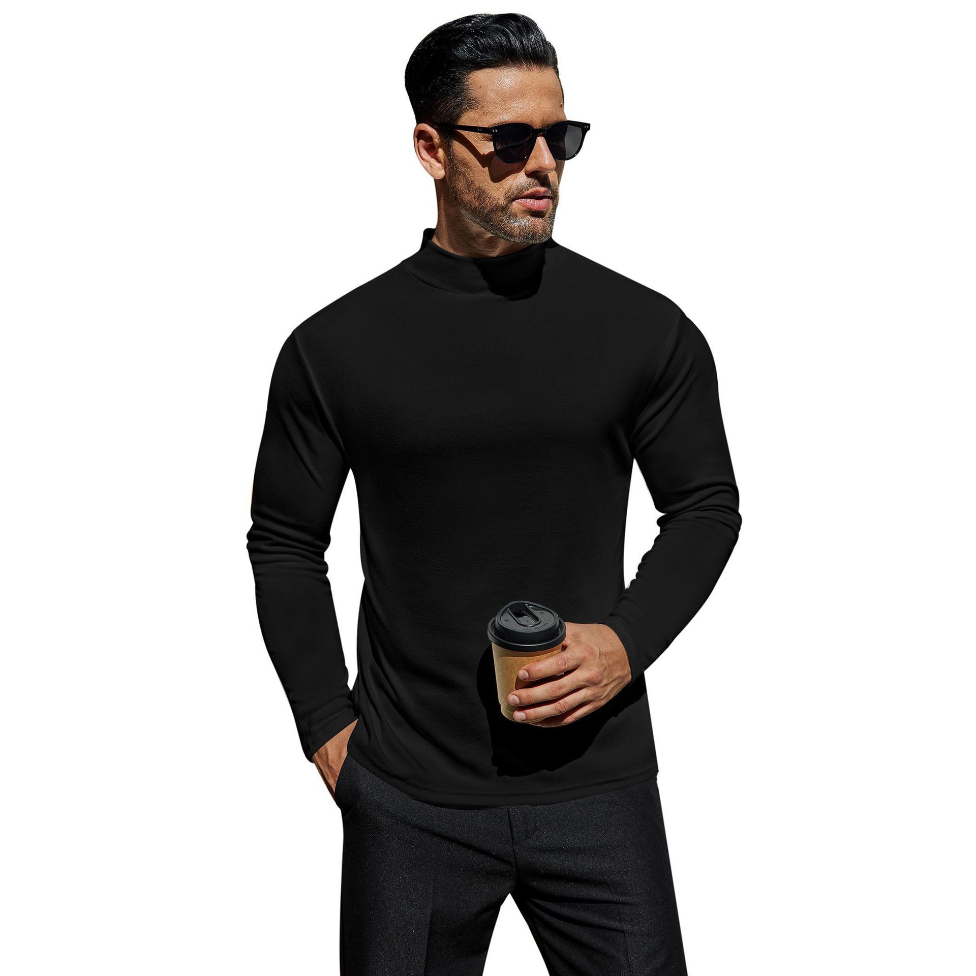 Elarova | Herren Stehkragen Pullover aus weichem Baumwollmix