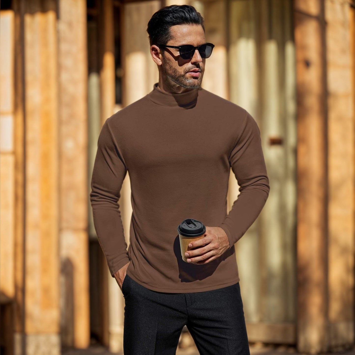 Elarova | Herren Stehkragen Pullover aus weichem Baumwollmix